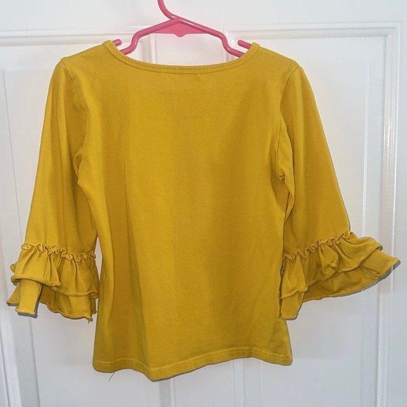 Adorable Essentials mustard Yellow 3/4 Length Ruffle Sleeve Girls Sz 8 - Picture 4 of 4